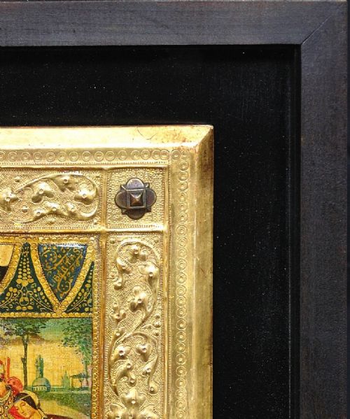 ICILIO FEDERICO JONI 1866 1946 PAINTED WOOD TAVOLETTE BOOK COVER BINDING THE SIENESE BICCHERNA AESTHETIC FRAMED - ADDITIONAL PHOTO 10