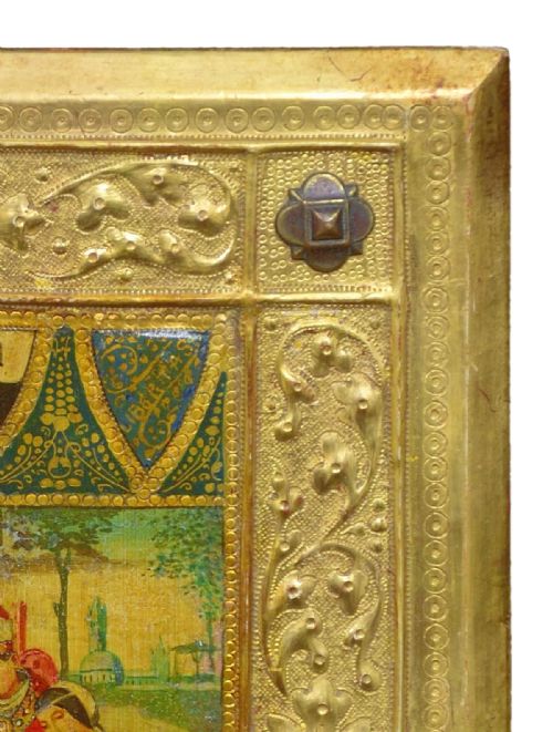 ICILIO FEDERICO JONI 1866 1946 PAINTED WOOD TAVOLETTE BOOK COVER BINDING THE SIENESE BICCHERNA AESTHETIC FRAMED - ADDITIONAL PHOTO 13