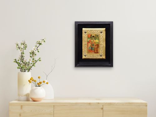 ICILIO FEDERICO JONI 1866 1946 PAINTED WOOD TAVOLETTE BOOK COVER BINDING THE SIENESE BICCHERNA AESTHETIC FRAMED - ADDITIONAL PHOTO 15