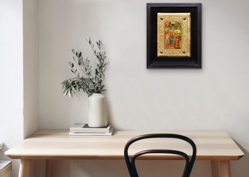 ICILIO FEDERICO JONI 1866 1946 PAINTED WOOD TAVOLETTE BOOK COVER BINDING THE SIENESE BICCHERNA AESTHETIC FRAMED - ADDITIONAL PHOTO 25
