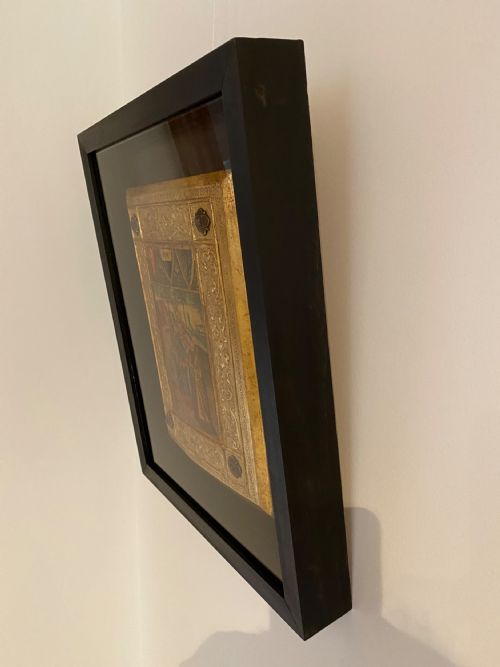ICILIO FEDERICO JONI 1866 1946 PAINTED WOOD TAVOLETTE BOOK COVER BINDING THE SIENESE BICCHERNA AESTHETIC FRAMED - ADDITIONAL PHOTO 4