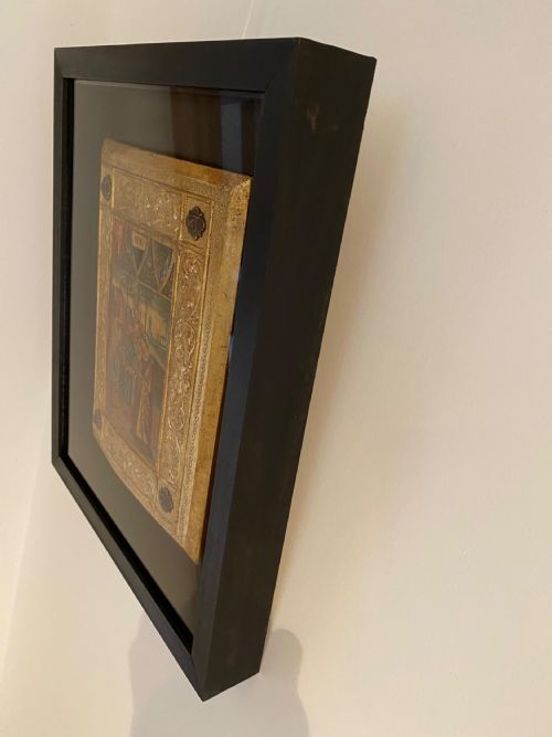 ICILIO FEDERICO JONI 1866 1946 PAINTED WOOD TAVOLETTE BOOK COVER BINDING THE SIENESE BICCHERNA AESTHETIC FRAMED - ADDITIONAL PHOTO 7