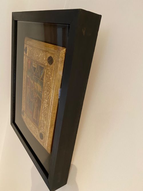 ICILIO FEDERICO JONI 1866 1946 PAINTED WOOD TAVOLETTE BOOK COVER BINDING THE SIENESE BICCHERNA AESTHETIC FRAMED - ADDITIONAL PHOTO 8