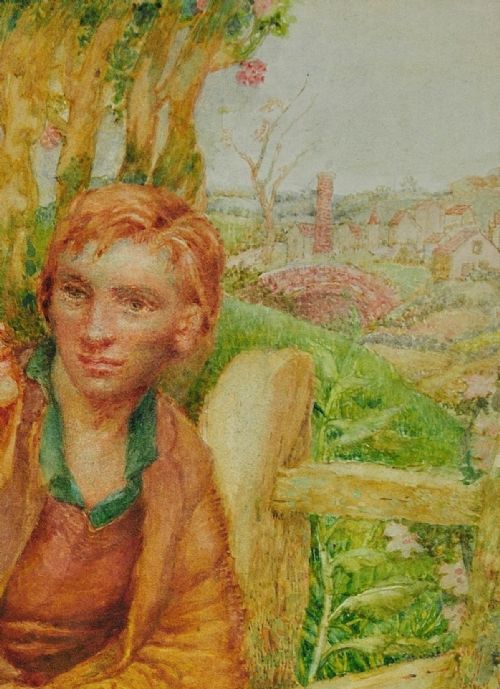 NOEL LAURA NISBET 1887 1956 SUCH YOUNG LOVE THE ANTICIPATION OF A KISS FRAMED WATERCOLOUR PAINTING ARTS AND CRAFTS AESTHETIC LAST OF THE PRE RAPHAELITES - ADDITIONAL PHOTO 7