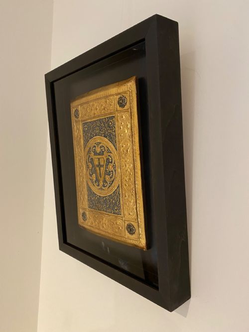 ICILIO FEDERICO JONI 1866 1946 PAINTED WOOD TAVOLETTE BOOK COVER BINDING THE SIENESE BICCHERNA AESTHETIC FRAMED - ADDITIONAL PHOTO 3