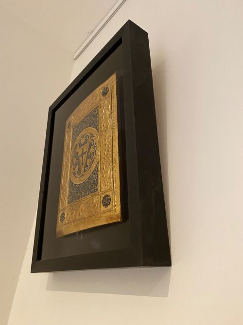ICILIO FEDERICO JONI 1866 1946 PAINTED WOOD TAVOLETTE BOOK COVER BINDING THE SIENESE BICCHERNA AESTHETIC FRAMED - ADDITIONAL PHOTO 5