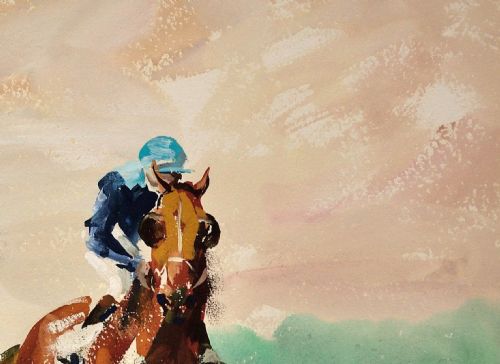 JOHN RATTENBURY SKEAPING 19011980 A THREE HORSE RACE 1963 FRAMED MID20TH CENTURY GOUACHE WATERCOLOUR HORSE RACING PAINTING - ADDITIONAL PHOTO 4
