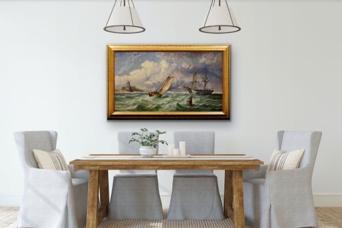 ARTHUR JOSEPH MEADOWS 1843 1907 ENGLISH THE APPROACHING GALE ON THE SCHELDT ESTUARY 1877 FRAMED MARINE OIL PAINTING - ADDITIONAL PHOTO 15