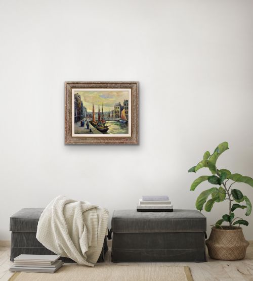 FRED PAILHES 1902 1991 FRENCH PROMENADE LE HAVRE HARBOUR 1950S FRANCE NORMANDY MID 20TH CENTURY FRAMED FRENCH OIL PAINTING - ADDITIONAL PHOTO 11