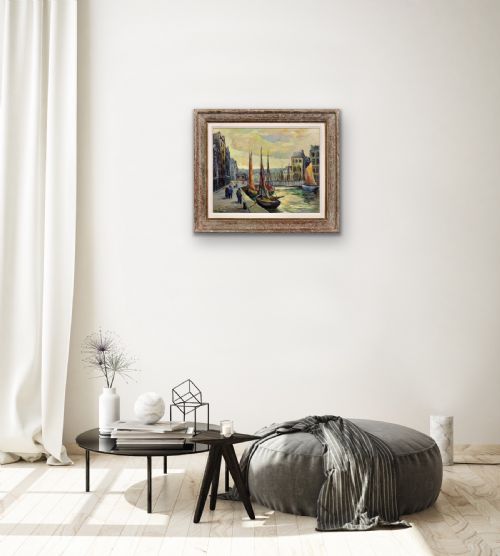 FRED PAILHES 1902 1991 FRENCH PROMENADE LE HAVRE HARBOUR 1950S FRANCE NORMANDY MID 20TH CENTURY FRAMED FRENCH OIL PAINTING - ADDITIONAL PHOTO 12