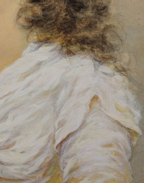 ALICE ANNE RENSHAW 1849 1900 ENGLISH YOUNG LADY WITH SUMMER MEADOW FLOWERS IN HER STRAW HAT ORNATE PERIOD FRAMED WATERCOLOUR GOUACHE PAINTING - ADDITIONAL PHOTO 11