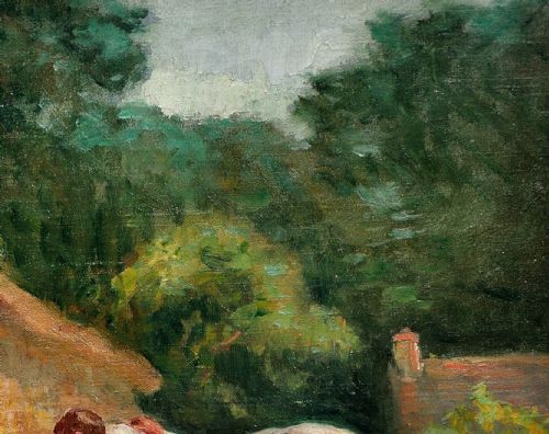 RAIMOND LOUIS LECOURT 1882 1946 WORKING HORSES AT THE TROUGH 1908 NORMANDY FRAMED FRENCH PROVINCIAL OIL PAINTING - ADDITIONAL PHOTO 6