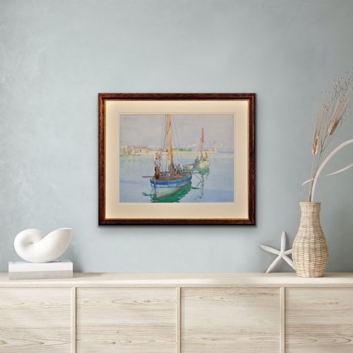 WILLIAM LEE HANKEY 1869 1952 THE LOVE BETWEEN MAN AND THE DEEP BLUE SEA HONFLEUR NORMANDY FRAMED WATERCOLOUR PAINTING - ADDITIONAL PHOTO 9