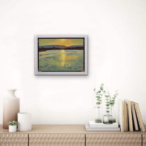JAMES FRY 1911 1985 ENGLISH POOLE HARBOUR WITH THE PURBECK HILLS BEYOND DORSET FRAMED CIRCA 1950 IMPASTO OIL PAINTING - ADDITIONAL PHOTO 25