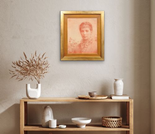 ALICE MARY CHAMBERS 1855 1920 FRAMED 1880S SANGUINE RED CHALK DRAWING PORTRAIT OF REBECCA PORTER PADDON OF DORSET PRE RAPHAELITE MOVEMENT - ADDITIONAL PHOTO 28