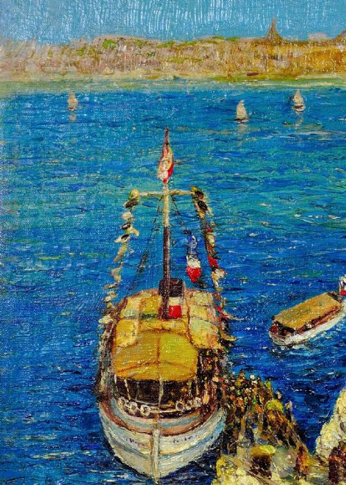 JEANBAPTISTE OLIVE 1848 1936 FRENCH LE CHTEAU D'IF FRIOUL ARCHIPELAGO FRAMED MARSEILLE COASTAL OIL PAINTING - ADDITIONAL PHOTO 5
