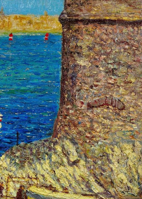 JEANBAPTISTE OLIVE 1848 1936 FRENCH LE CHTEAU D'IF FRIOUL ARCHIPELAGO FRAMED MARSEILLE COASTAL OIL PAINTING - ADDITIONAL PHOTO 7