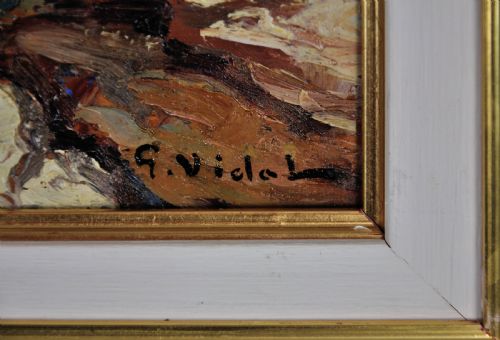 GUSTAVE VIDAL 1895 1966 FRENCH PCHEURS SUR LES ROCHERS 1930S FRAMED ORIGINAL CTE D'AZUR OIL PAINTING - ADDITIONAL PHOTO 2