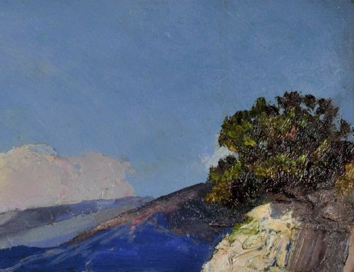 GUSTAVE VIDAL 1895 1966 FRENCH PCHEURS SUR LES ROCHERS 1930S FRAMED ORIGINAL CTE D'AZUR OIL PAINTING - ADDITIONAL PHOTO 8