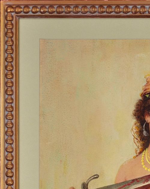 CHARLES BELLAY SALOME WITH BLOODIED SWORD FRAMED 1860S FRENCH ORIENTALIST TRADITION WATERCOLOUR PAINTING - ADDITIONAL PHOTO 4