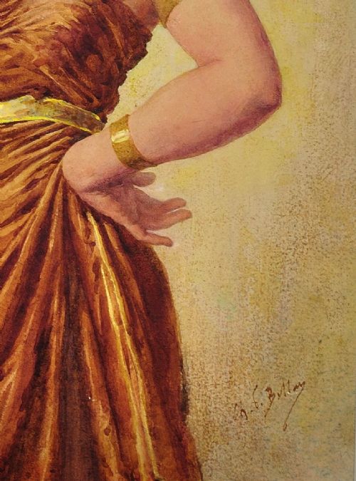 CHARLES BELLAY SALOME WITH BLOODIED SWORD FRAMED 1860S FRENCH ORIENTALIST TRADITION WATERCOLOUR PAINTING - ADDITIONAL PHOTO 6