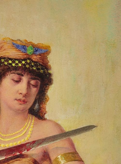 CHARLES BELLAY SALOME WITH BLOODIED SWORD FRAMED 1860S FRENCH ORIENTALIST TRADITION WATERCOLOUR PAINTING - ADDITIONAL PHOTO 7