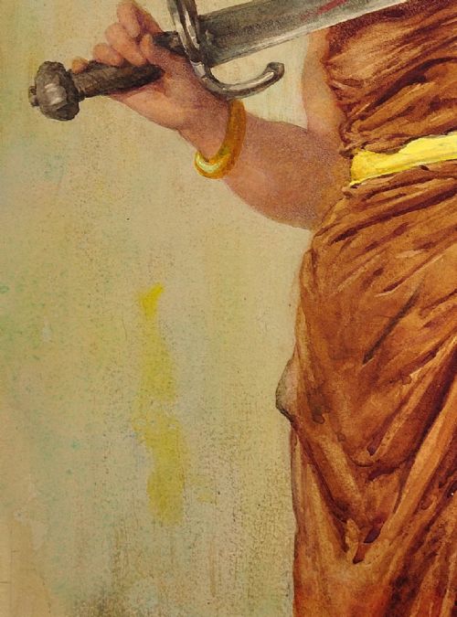 CHARLES BELLAY SALOME WITH BLOODIED SWORD FRAMED 1860S FRENCH ORIENTALIST TRADITION WATERCOLOUR PAINTING - ADDITIONAL PHOTO 8