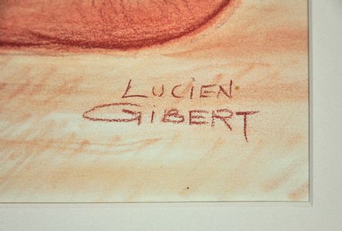 LUCIEN GIBERT 1904 1988 HER FLAMING LOCKS OF AUBURN HAIR FRAMED FRENCH ART DECO 1930S DRAWING - ADDITIONAL PHOTO 3