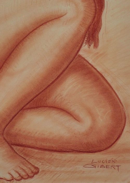 LUCIEN GIBERT 1904 1988 HER FLAMING LOCKS OF AUBURN HAIR FRAMED FRENCH ART DECO 1930S DRAWING - ADDITIONAL PHOTO 5