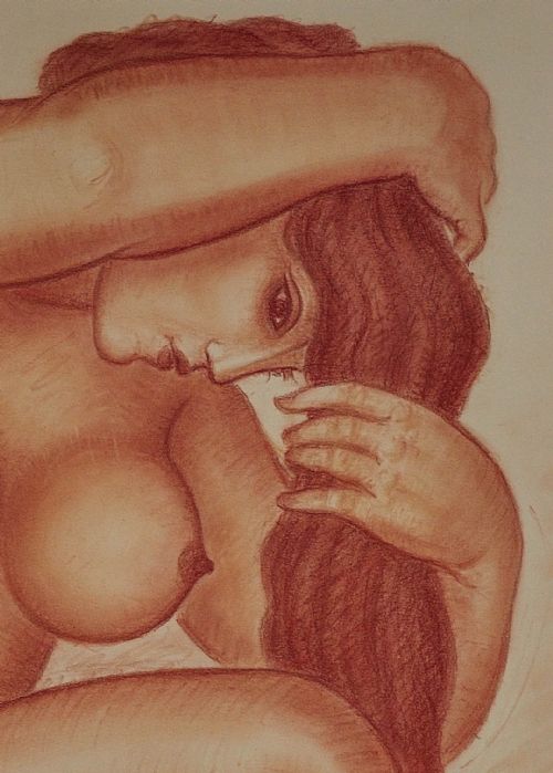 LUCIEN GIBERT 1904 1988 HER FLAMING LOCKS OF AUBURN HAIR FRAMED FRENCH ART DECO 1930S DRAWING - ADDITIONAL PHOTO 7