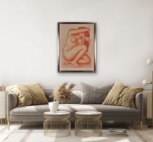 LUCIEN GIBERT 1904 1988 HER FLAMING LOCKS OF AUBURN HAIR FRAMED FRENCH ART DECO 1930S DRAWING - ADDITIONAL PHOTO 17