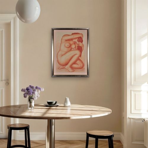 LUCIEN GIBERT 1904 1988 HER FLAMING LOCKS OF AUBURN HAIR FRAMED FRENCH ART DECO 1930S DRAWING - ADDITIONAL PHOTO 19
