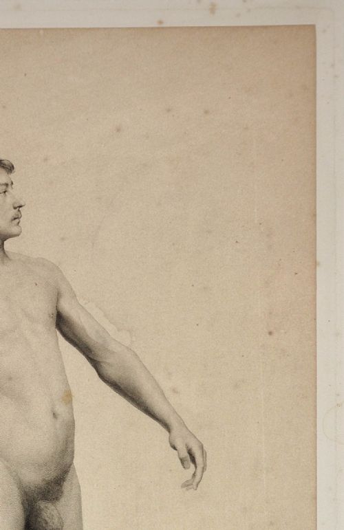 FRAMED PERIOD PRINT GRAND PRIX DE ROME SUBMISSION CIRCA 1906 ACADMIE DHOMME NUDE THROWING AN ARROW - ADDITIONAL PHOTO 7