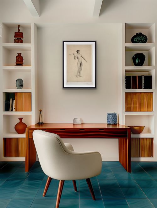 FRAMED PERIOD PRINT GRAND PRIX DE ROME SUBMISSION CIRCA 1906 ACADMIE DHOMME NUDE THROWING AN ARROW - ADDITIONAL PHOTO 18