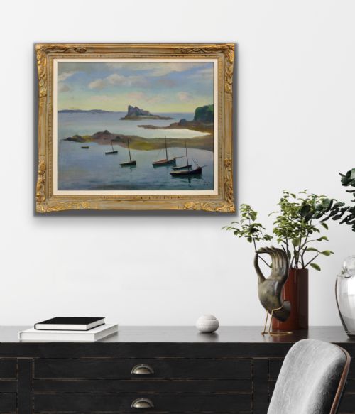 LOUIS SUIRE 1899 1987 THE GULF OF MORBIHAN 1927 FRAMED FRENCH OIL PAINTING OF THE BRITTANY COASTLINE - ADDITIONAL PHOTO 13
