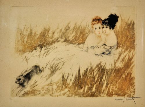 LOUIS ICART 1888 1950 FRENCH SCARED FRAMED HAND COLOURED ETCHING CIRCA 1920 - ADDITIONAL PHOTO 1