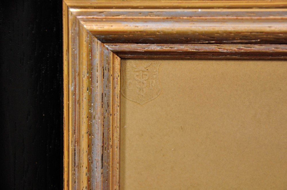 An 1892 framed Orientalist charcoal drawing heightened with white chalk, depicting an Arabian horse rearing beside a handler in traditional costume on toned paper. View IV