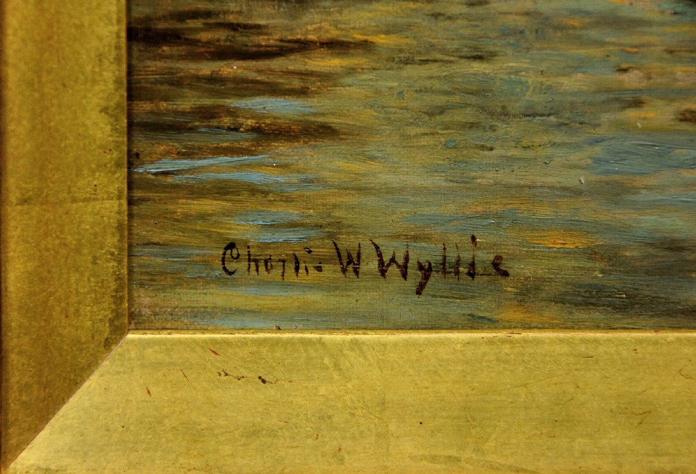 A gilded framed Victorian oil painting depicting steamships, barges, and industrial shipping along the River Thames in London. View III