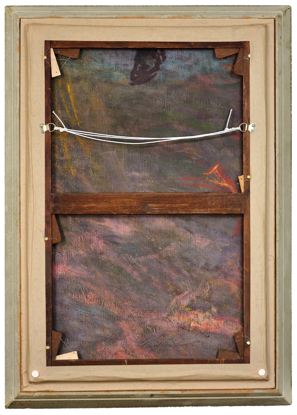 A framed 1937 French Post-Impressionist oil painting on canvas depicting a seated female nude figure against a vibrant background. View IV