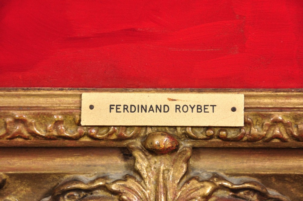 A 19th-century oil portrait of a dark-haired man in a black hat, lace collar, and red cloak within a gilded frame. View IV