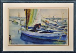 PAUL DELVAUX 1897 1994 BELGIAN LA BELLE ANNA LA PORT DE CANNES 1930 WATERCOLOUR PASTEL FRAMED