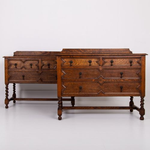 pair of decorative oak chest of drawers c1915 - CATEGORY: ANTIQUE CHEST OF DRAWERS - DATED 1920
