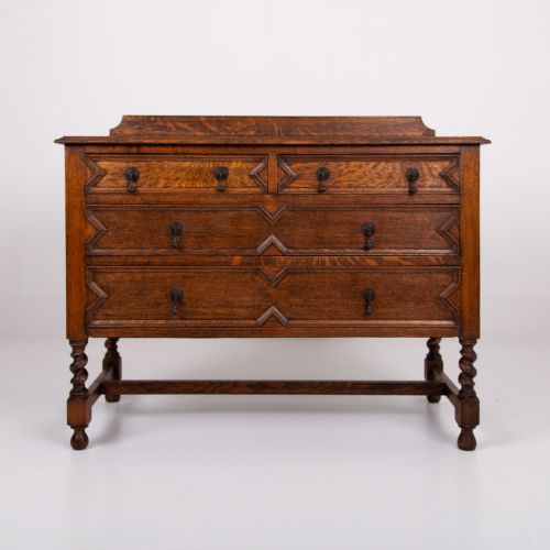 PAIR OF DECORATIVE OAK CHEST OF DRAWERS C1915 - ADDITIONAL PHOTO 1