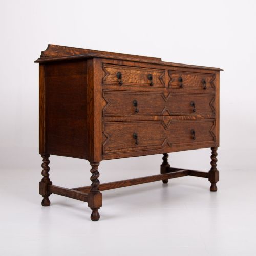 PAIR OF DECORATIVE OAK CHEST OF DRAWERS C1915 - ADDITIONAL PHOTO 2
