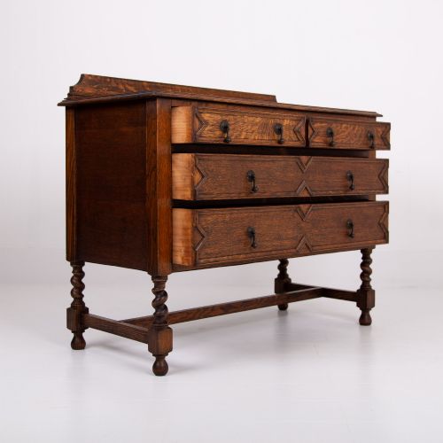PAIR OF DECORATIVE OAK CHEST OF DRAWERS C1915 - ADDITIONAL PHOTO 4