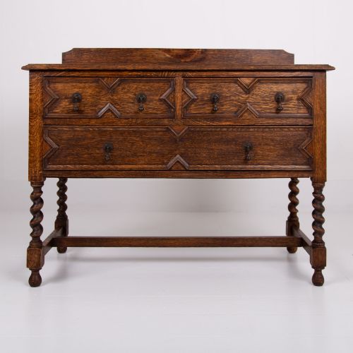 PAIR OF DECORATIVE OAK CHEST OF DRAWERS C1915 - ADDITIONAL PHOTO 5