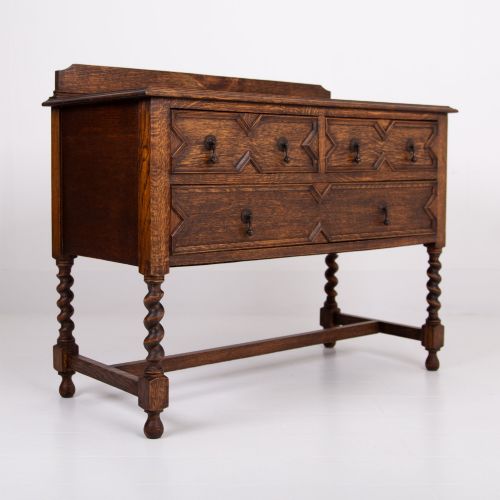 PAIR OF DECORATIVE OAK CHEST OF DRAWERS C1915 - ADDITIONAL PHOTO 6