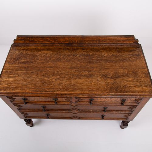 PAIR OF DECORATIVE OAK CHEST OF DRAWERS C1915 - ADDITIONAL PHOTO 7