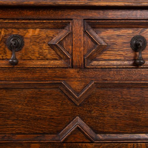PAIR OF DECORATIVE OAK CHEST OF DRAWERS C1915 - ADDITIONAL PHOTO 9