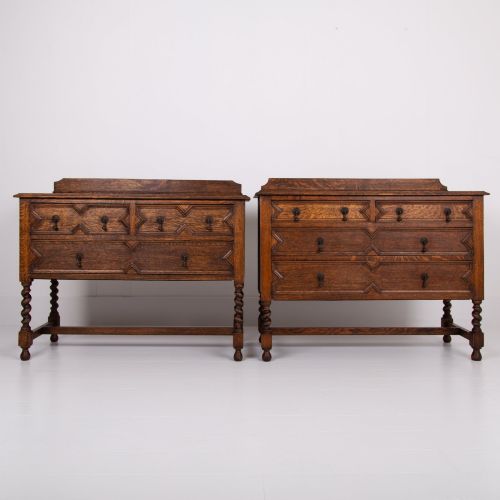 PAIR OF DECORATIVE OAK CHEST OF DRAWERS C1915 - ADDITIONAL PHOTO 14